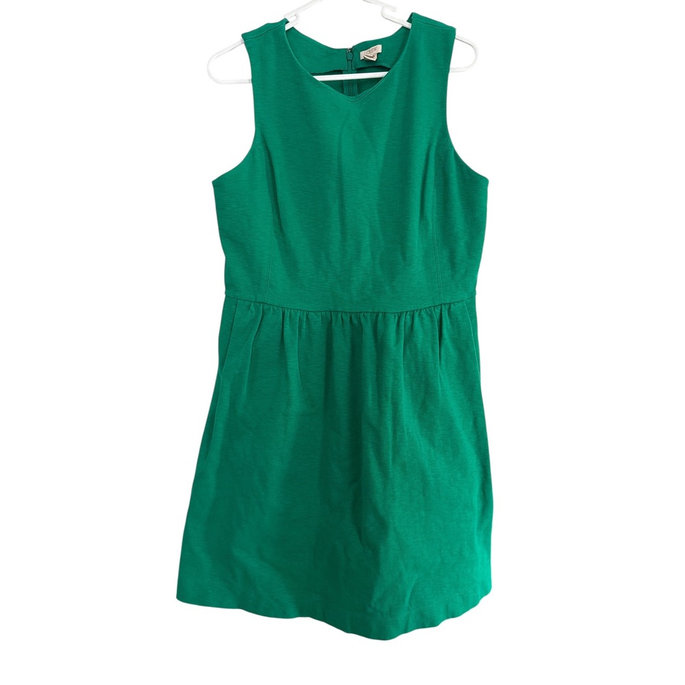J.Crew Womens Kelly Green Sleeveless Fit and Flare Textured Slub Knit Dress M